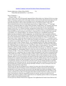 Southern Campaign American Revolution Pension Statements & Rosters Pension Application of Henry Dillen S45891 Transcribed and annotated by C. Leon Harris. VA