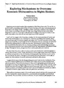 Chapter 27 Exploring Mechanisms to Overcome Economic Disincentives to Rights Holders  Exploring Mechanisms to Overcome Economic Disincentives to Rights Holders Nathan Benn Electric Book Company