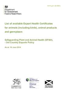 Export health certificate list