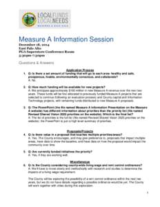 Measure A Information Session December 18, 2014 East Palo Alto PGA Superstore Conference Room 5:30pm-7:30pm