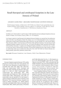 Acta Geologica Polonica, Vol), No. 2, pp. 221–234  Small theropod and ornithopod footprints in the Late Jurassic of Poland Gerard d. GierLińSki1,3, GrzeGorz Niedźwiedzki2 aNd Piotr Nowacki3 Polish Geologica