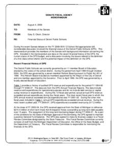 SENATE FISCAL AGENCY MEMORANDUM DATE:  August 4, 2008