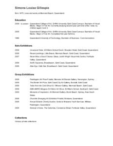 Microsoft Word - simone louise gillespie artist cv.doc