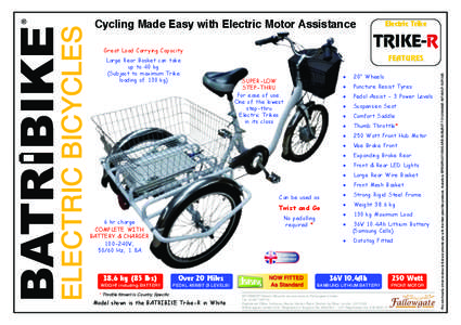 Cycling Made Easy with Electric Motor Assistance  Electric Trike Great Load Carrying Capacity