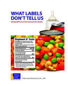 WHAT LABELS DON’T TELL US Getting BPA out of Our Food and Our Bodies Bisphenol A* Facts Serving Size: trace amounts found in food