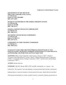 Conformed to Federal Register Version DEPARTMENT OF THE TREASURY Office of the Comptroller of the Currency 12 CFR Part 44 Docket No. OCC[removed]RIN: 1557-AD79