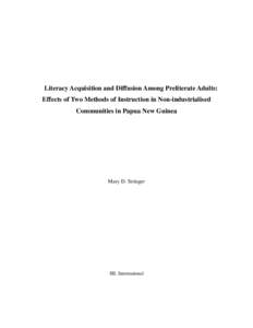 Literacy acquisition and diffusion among preliterate adults