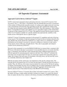 THE LIFELINE GROUP  Sept. 20, Tapwater Exposure Assessment Approach Used to Derive LifeLine™ Inputs