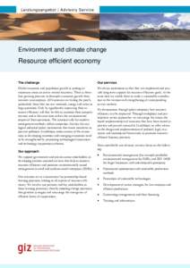 Leistungsangebot | Advisory Service  Environment and climate change Resource efficient economy