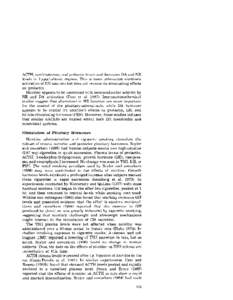 ACTH, corticosterone, and prolactin levels and decreases DA and NE levels in hypothalamic regions. This stressor attenuates nicotine’s activation of NE neurons but does not reverse its attenuating effects on prolactin.