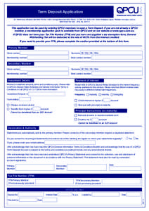 Term Deposit Application 231 North Quay, Brisbane QldPO Box 13003, George Street QldPhone: Fax: Email:  Website: www.qpcu.com.au ABNAFSL NoThis ap