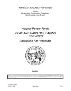 NOTICE OF AVAILABILITY OF FUNDS by the Employment Development Department Workforce Services Branch  Wagner-Peyser Funds