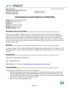 State of Vermont Department of Vermont Health Access 312 Hurricane Lane, Suite 201 Williston, VT[removed]www.dvha.vermont.gov