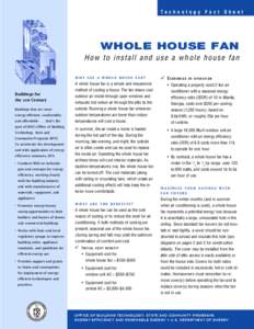 Whole House Fan: Technology Fact Sheet