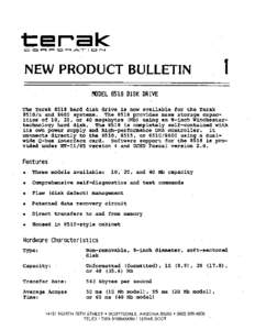 teral< NEW PRODUCT BULLETIN 1  MODEL 8518 DISK DRIVE