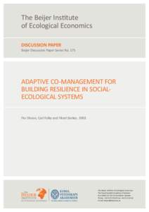 Biology / Systems ecology / Environmental social science / Ecosystems / Ecological restoration / Ecosystem management / Adaptive management / Ecosystem services / Environmental resources management / Environment / Environmental economics / Earth