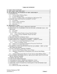 TABLE OF CONTENTS 1.0 EXECUTIVE SUMMARY....................................................................................................2 2.0 DOCUMENT ORGANIZATION .....................................................