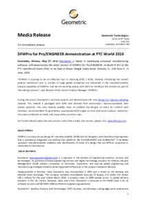 Media Release For immediate release Geometric Technologies th