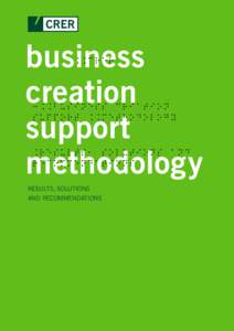 business creation support methodology RESULTS, SOLUTIONS AND RECOMMENDATIONS