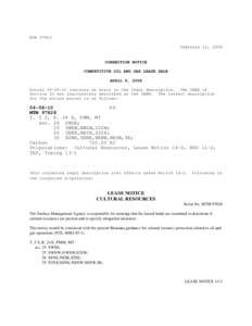 MTM[removed]February 12, 2008 CORRECTION NOTICE COMPETITIVE OIL AND GAS LEASE SALE APRIL 8, 2008