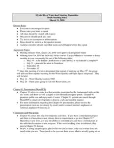 March 31, 2010 | Draft Water Quality Meeting Notes | Mystic River Watershed Steering Committee