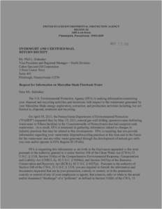 Cabot Gas and Oil Corporation Request for Information on Marcellus Shale Flowback Water dated May 12, 2011