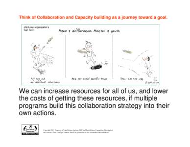 Think of Collaboration and Capacity building as a journey toward a goal.  Collaboration Goals We can increase resources for all of us, and lower the costs of getting these resources, if multiple