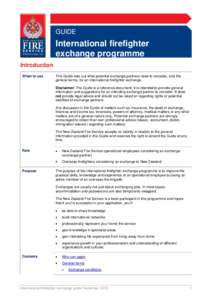 GUIDE  International firefighter exchange programme Introduction When to use