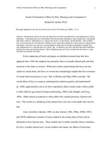 Sexual Victimization of Boys by Men: Meanings and Consequences  1 Sexual Victimization of Boys by Men: Meanings and Consequences* Richard B. Gartner, Ph.D.