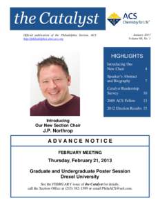 the Catalyst January 2013 Volume 98, No. 1 Official publication of the Philadelphia Section, ACS http://philadelphia.sites.acs.org