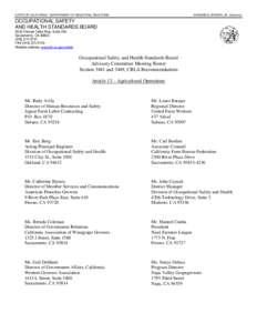 STATE OF CALIFORNIA - DEPARTMENT OF INDUSTRIAL RELATIONS  EDMUND G. BROWN, JR., Governor OCCUPATIONAL SAFETY AND HEALTH STANDARDS BOARD