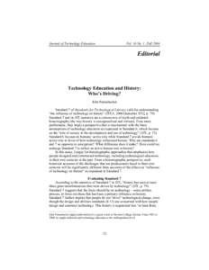 Journal of Technology Education  Vol. 16 No. 1, Fall 2004 Editorial