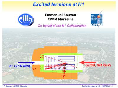 Excited fermions at H1 Emmanuel Sauvan CPPM Marseille On behalf of the H1 Collaboration