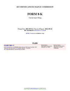 SECURITIES AND EXCHANGE COMMISSION  FORM 8-K