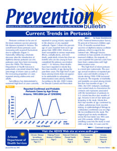 Publication of the Division of Public Health Services  January/February 2005, Vol. 19, No. 1 Current Trends in Pertussis by Susan Goodykoontz