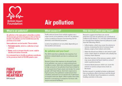 Air pollution What is air pollution? What causes it?  How does it affect your heart?