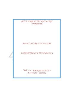 GOVT. ENGINEERINGCOLLEGE THRISSUR MANDATORY DISCLOSURE  ENGINEERING &TECHNOLOGY