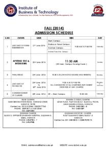 FALL[removed]ADMISSION SCHEDULE S.NO EVENTS
