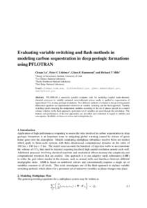 Evaluating variable switching and flash methods in modeling carbon sequestration in deep geologic formations using PFLOTRAN Chuan Lu1 , Peter C Lichtner2 , Glenn E Hammond3 and Richard T Mills4 1