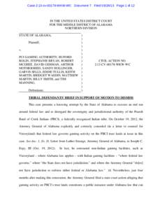 Case 2:13-cv[removed]WKW-WC Document 7 Filed[removed]Page 1 of 12  IN THE UNITED STATES DISTRICT COURT FOR THE MIDDLE DISTRICT OF ALABAMA NORTHERN DIVISION STATE OF ALABAMA,