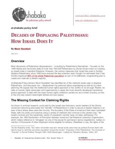 [removed] www.al-shabaka.org al-shabaka policy brief  DECADES OF DISPLACING PALESTINIANS: