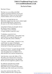 Folk & Traditional Song Lyrics - The Earl of Totnes