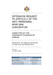 EXTENSION REQUEST TO ARTICLE 5 OF THE ANTI-PERSONNEL MINE BAN CONVENTION SUBMITTED BY THE