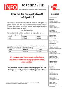 FÖRDERSCHULE	
   	
      GEW-­‐Fraktion	
  im	
  Personalrat	
  Förderschulen	
  Arnsberg	
  