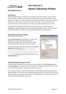 Idiot Guide No 4: born-digital archives Karen’s Directory Printer  Introduction