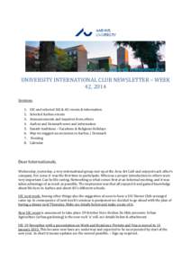 UNIVERSITY INTERNATIONAL CLUB NEWSLETTER – WEEK 42, 2014 Sections: .