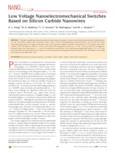 Low Voltage Nanoelectromechanical Switches Based on Silicon Carbide Nanowires