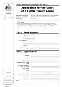 Land (Planning and Environment[removed]Form 5 1st Lessee’sAct details  Application for the Grant