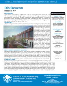 NATIONAL TRUST COMMUNITY INVESTMENT CORPORATION—PROFILE  Dia:Beacon Beacon, NY  BACKGROUND