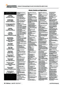 Member Societies and Organizations 2011 Officers and Board of Directors President James P. Collins Arizona State University